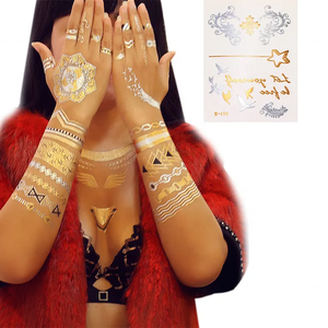 Autocollants temporaires dorés DIY inspirés des bijoux en or et argent métalliques pour distributeur automatique de tatouages - Product Image 3