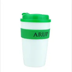 cheap price business promotional gifts custom reusable plastic coffee cup with silicone sleeve