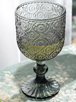 Ensemble de gobelets à vin gris vintage en verre gaufré, motifs variés, style rétro, Weinglas Hugo, pour décoration de mariage, fête, hôtel
