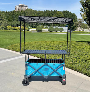 Chariot utilitaire pliable en acier inoxydable portable avec table pliante pour magasin mobile et camping parasol - Product Image 2