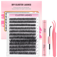 Extensions de cils DIY en gros, cils naturels 30D 40D 50D, cils en grappes, logo personnalisé, bande de scellage, kit de cils en grappes, fournisseur