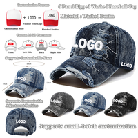 Gorras de Béisbol Unisex de 6 Paneles, Ajustables, con Visera Curva, Estilo Vintage, Lavadas, de Mezclilla, Personalizables con Bordado 3D