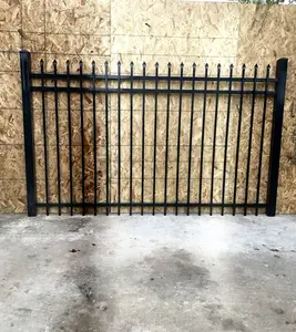Black Steel Anti-Rust Fence Panel 8ft W X 6ft Wrought Iron Fencing Metal Steel Fence