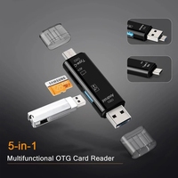 5 in 1 Usb 2.0 multifungsi Tipe C/Usb /Micro Usb/Tf/SD pembaca kartu memori adaptor OTG aksesori ponsel