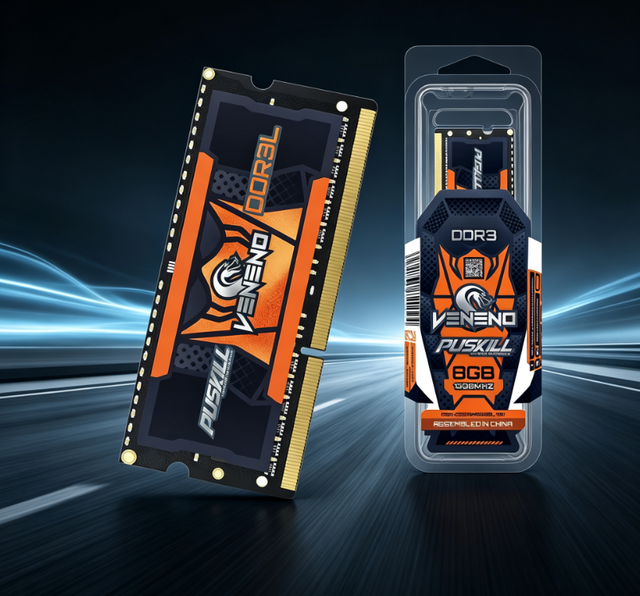 PUSKILL VENENO Series DDR3L SODIMM Laptop RAM, Low Voltage Notebook Memory 4GB 8GB, 1333MHz 1600MHz DDR3L Memory Stick