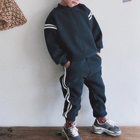Vêtements d'hiver pour bébé personnalisés, ensemble sportif décontracté en deux pièces pour enfants, sweat-shirt en polaire et pantalon pour garçons et filles