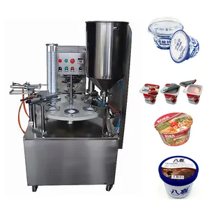 Custom Automatic Auce Plastic Yogurt Rotatory Mineral Water Cup Filling And Sealing Machine Packing Sealing Capping Machine