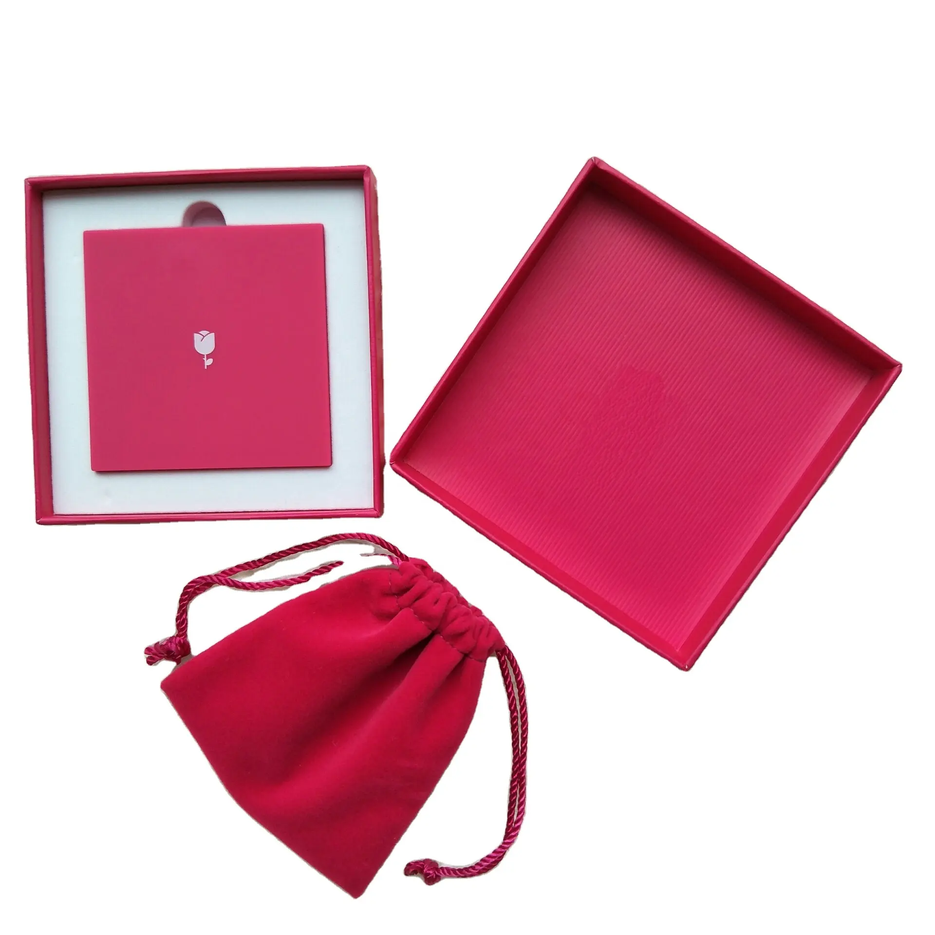Роскошный красный розовый картон красивая коробка ювелирные изделия ожерелье кольцо упаковка на заказ логотип подарок бумажная коробка ювелирных изделий упаковка ювелирных изделий