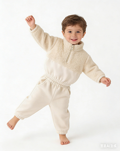 Ensemble <span class=keywords><strong>2</strong></span> pièces en <span class=keywords><strong>polaire</strong></span> <span class=keywords><strong>sherpa</strong></span> pour bébés garçons et filles, <span class=keywords><strong>sweat</strong></span>-shirt à demi-<span class=keywords><strong>zip</strong></span> et pantalon, couleurs contrastées, tenues chaudes d'hiver pour tout-petits - Product Image 6