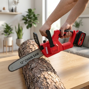 Scie à chaîne sans fil de 12 pouces, sans balais, alimentée par batterie, pour la coupe du bois, la taille des arbres, bricolage professionnel - Product Image 3