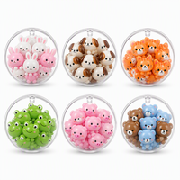 Lot de 6 balles anti-stress sensorielles en TPR, sphériques, mignonnes, en forme d'animaux, à rebond élevé, pour le soulagement du stress