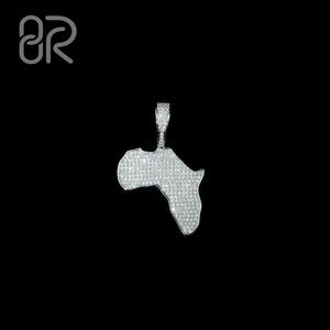 Mapa de puntos VVS Moissanite colgante diamante venta al por mayor 925 Plata Iced Out África mapa Hip Hop joyería hombres - Product Image 1