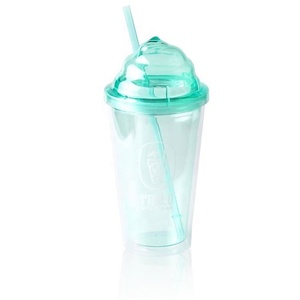 Koi Hot Sale 16oz Plastic Ice Cream Shape Double Wall <b>Cups</b> with <b>Lid</b> <b>and</b> <b>Straw</b> for Party Travel Made In Vietnam - Product Image 1