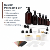 Bouteilles de distribution en plastique Boston en gros 100ML-1L PET pour sérum de soin de la peau, surface givrée
