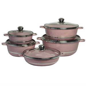 Juego de ollas antiadherentes Donnr de 10 piezas, negro moteado con tapas, para uso en estufa y horno - Product Image 2