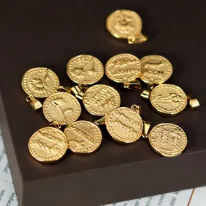 Dodici costellazioni circolari oro ciondolo 18K oro placcato in acciaio inox moda gioielli collana accessori