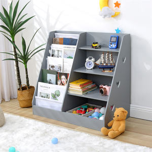 Estantería y organizador de almacenamiento para niños de <span class=keywords><strong>4</strong></span> niveles, estantería para niños, estantería de madera para bebés y niños pequeños, vitrina para sala de juegos - Product Image 1