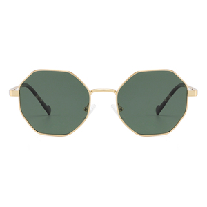 Gafas de Sol Octagonales con Marco Dorado y Lentes Verdes, Protección UV400, Unisex, Moda para Adultos - Product Image 1