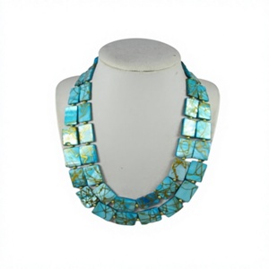 Best Unique Geometric Resin <b>Statement</b> <b>Necklace</b> Turquoise Gold Plated Premium Women's Party Jewelry Strand Designer for Woman - Product Image 5