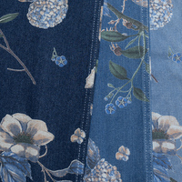 Tissu denim écologique teint en fil à motifs floraux, couleurs vives, pour robes, jupes, sacs, motifs personnalisés, 300M