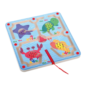 Jeu de puzzle Montessori <span class=keywords><strong>2</strong></span>-en-<span class=keywords><strong>1</strong></span> en bois : <span class=keywords><strong>labyrinthe</strong></span> de perles sur le thème de l'océan et jeu d'échecs volants pour enfants - Product Image 3