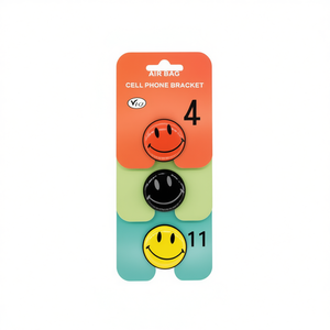 Supporto Adesivo Rotondo per Telefono con Faccina Sorridente, Design Emoji Multicolore - Product Image 1