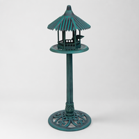 Mangeoire à oiseaux antique en plastique vert, station d'alimentation sur piédestal, ornement pour oiseaux sauvages, résistante aux intempéries, solaire, écologique, décoration de jardin