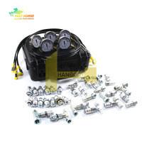 Kit de test de pression hydraulique Hangood 5 jauges, 5 tuyaux de test, 13 raccords et 14 connecteurs en T, double couche 1/10/25/40/60Mpa