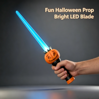 Baguette lumineuse LED citrouille télescopique pour Halloween, bâton lumineux clignotant en plastique non toxique pour cadeaux de fête d'enfants, vente en gros