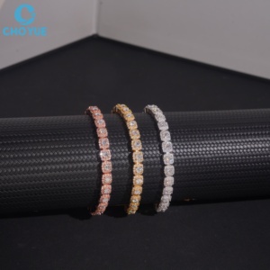 Pulsera de Eslabones Cubanos con Moissanita Corte Princesa CHOYUE, Plata 925 con Baño de Rodio, Joyería de Lujo para Mujer, Ideal para Bodas - Product Image 2