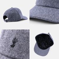 Casquette de baseball en feutre gris d'hiver avec broderie personnalisée du logo du fabricant, en laine et polyester, à six panneaux