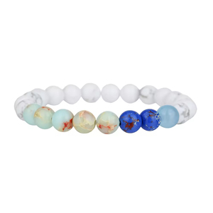 JD 8mm élastique bleu terre perles Bracelet pierre naturelle cristal 10 planètes pierre précieuse ronde huit perles Bracelet pour les vacances des hommes - Product Image 6