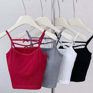 Débardeur court en coton brodé pour femme, sans manches, avec impression de logo personnalisé - Product Image 2