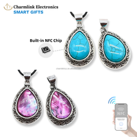 Nouveau collier NFC avec incrustation de pierre naturelle, pendentif NFC, 13,56 MHz RFID, cadeaux intelligents, incrustation de coquille naturelle, cadeaux NFC