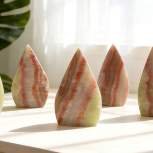 Vente en gros de cristaux de guérison, forme libre, poli, jade naturel rayé, forme goutte d'eau, pour la décoration - Product Image 3