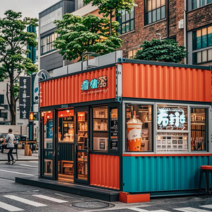 Contenedor Prefabricado Moderno <span class=keywords><strong>de</strong></span> 20 y 40 pies para Tienda <span class=keywords><strong>de</strong></span> Bubble Tea, Cibercafé Móvil, Quiosco Comercial y Almacén Urbano - Product Image 1