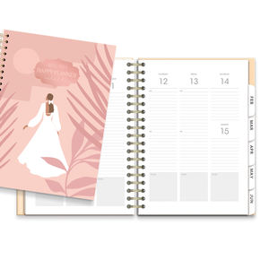 Logotipo de impresión personalizado Lámina de oro rosa A5 Diario en espiral Cuadernos Diario Mensual Día semanal Agenda Maestros Planificadores - Product Image 4