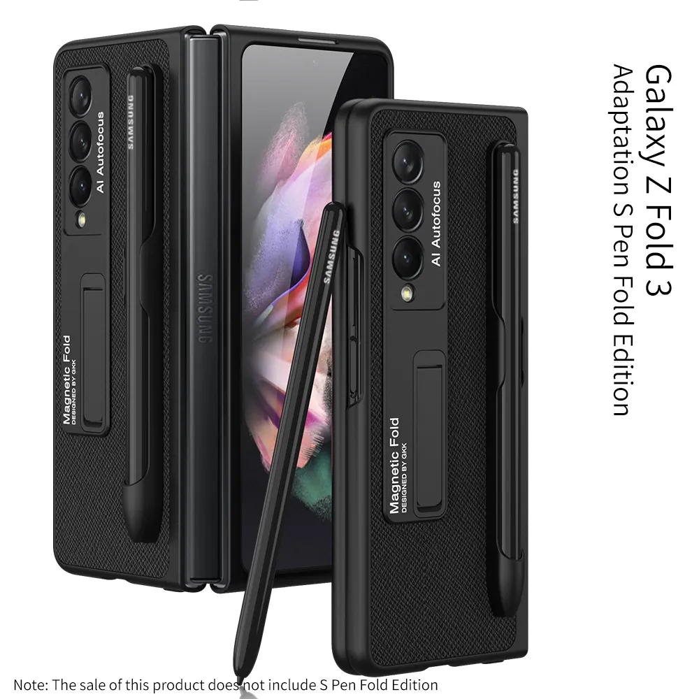For Samsung Galaxy Z Fold 3 Fold 4 Cell Phone Case Pen Holder Pu Phone Case for Samsung Z Fold 3 Business phone case