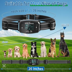 Collier électrique sans fil GPS pour chien, portée de 6561 pieds, étanche, pour l'entraînement en extérieur, en nylon noir - Product Image 4
