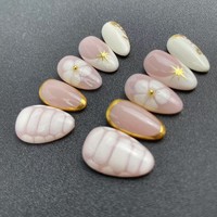 Lunanail – Faux ongles à presser ultra-courts en acrylique, style français, couvrance totale, pré-dessinés, haut de gamme, faits main, avec colle, 10 pièces, MSDS