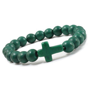 KOMI-Bracelet de Bijoux Religieux en <span class=keywords><strong>Pierre</strong></span> <span class=keywords><strong>Volcanique</strong></span>, Bracelet de Perles de Turquoise Multicolore, Croix, Yoga, Bouddha, Cadeau - Product Image 4