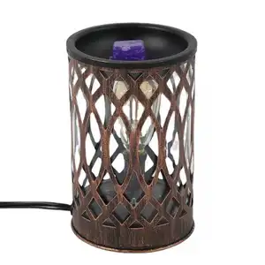 Electric Candle Warmer, Bronze Vintage Wax Melt Warmer for Scented Wax Cubes - Rustic Wax Melter with E12 Edison Bulb Home Use