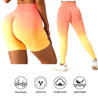 Short de cyclisme pour femmes, Scrunch, culotte d'entraînement, dégradé de couleurs vives, Leggings de course, pantalon de Yoga personnalisé sans couture