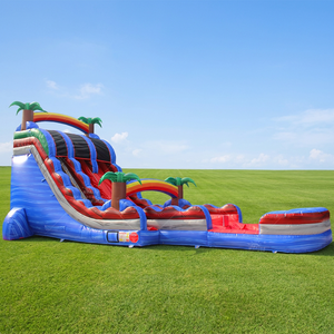 Tobogán acuático inflable del tobogán ondulado Azul Rojo al aire libre grande - Product Image 1