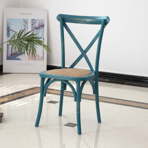 Chaise en bois massif à dossier croisé en X, <span class=keywords><strong>prix</strong></span> d'usine de gros, pour <span class=keywords><strong>salle</strong></span> à manger, salon et villas, idéale pour événements de mariage et fêtes - Product Image 3