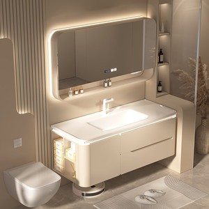Modern <b>oak</b> painted ceramic integrated basin bathroom cabinet combination bathroom washbasin hand washbasin - Product Image 2