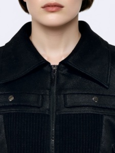 "<span class=keywords><strong>Giacca</strong></span> da moto da <span class=keywords><strong>donna</strong></span> in <span class=keywords><strong>ecopelle</strong></span> leggera <span class=keywords><strong>nera</strong></span> con maniche in maglia elasticizzata per il Golf - Product Image 2