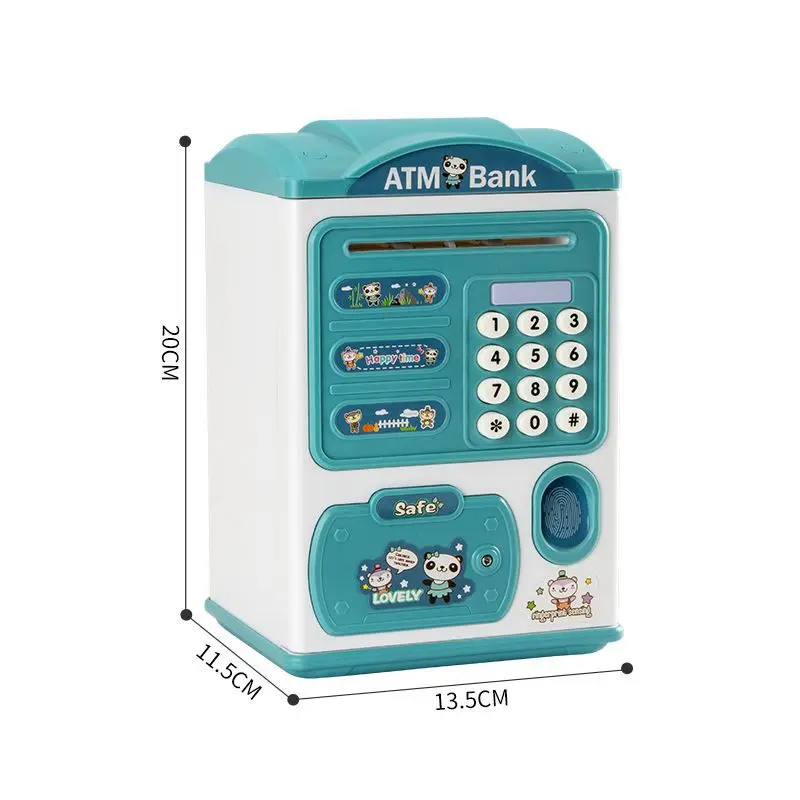 Smart cartoon creative children music fingerprint unlock password piggy bank automatic roll money ATM piggy bank