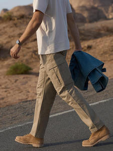 <strong>Men's</strong> 300g Elastic Waist Cargo Pants Straight Leg Casual Workwear <strong>Trousers</strong> for Daily Outdoor - Product Image 3