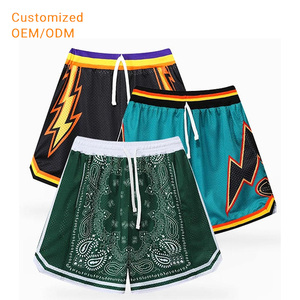 Shorts de basket-ball rayés pour hommes avec cordon de serrage, vêtements de sport personnalisés pour hommes - Product Image 1